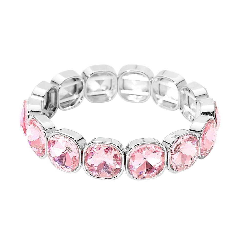 Elegant Pink and Silver Stretch Bracelet